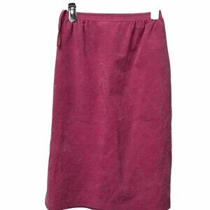 Vtg Abe Schrader Pink Faux Suede Pockets Skirt Union Made 80s Womens Sz 8 Knee